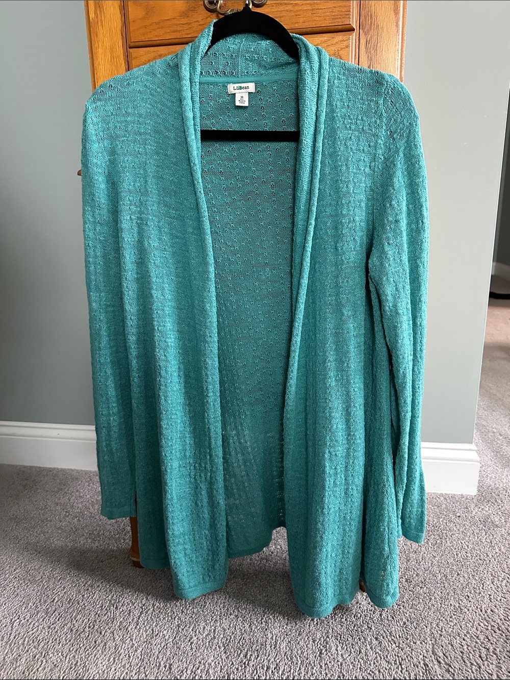 L.L Bean Teal Open-Front Women's Cardigan Sweater
